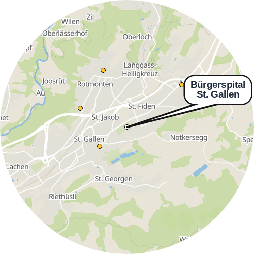Kartenausschnitt für die Firma Bürgerspital St. Gallen