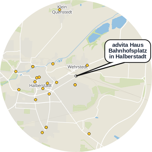 Kartenausschnitt für die Firma advita Haus Bahnhofsplatz in Halberstadt
