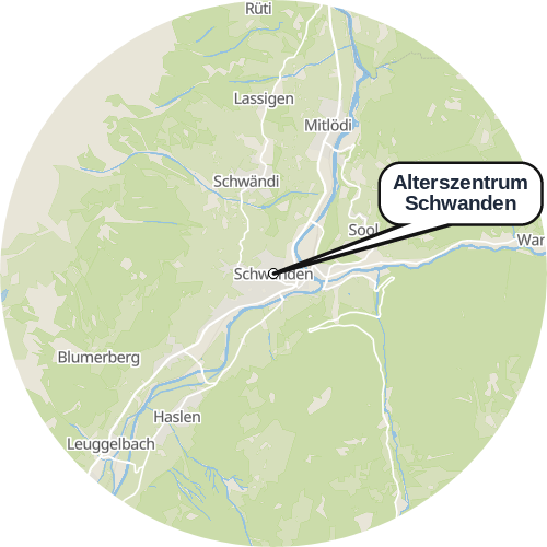 Kartenausschnitt für die Firma Alterszentrum Schwanden