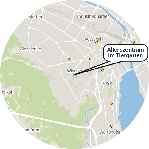 Kartenausschnitt für die Firma Alterszentrum im Tiergarten