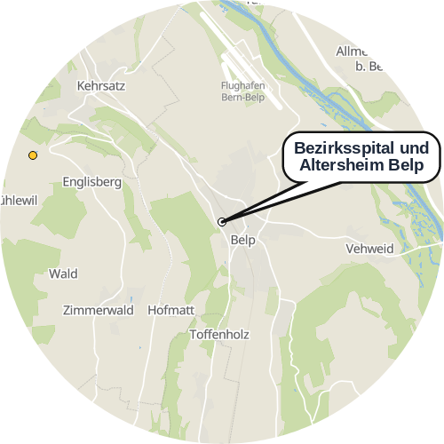 Kartenausschnitt für die Firma Bezirksspital und Altersheim Belp