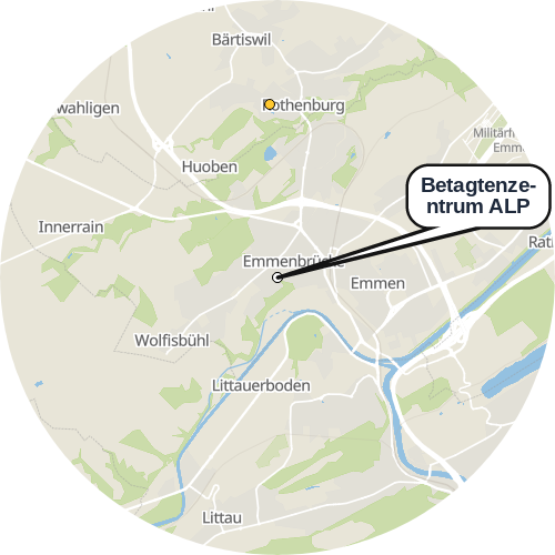 Kartenausschnitt für die Firma Betagtenzentrum ALP