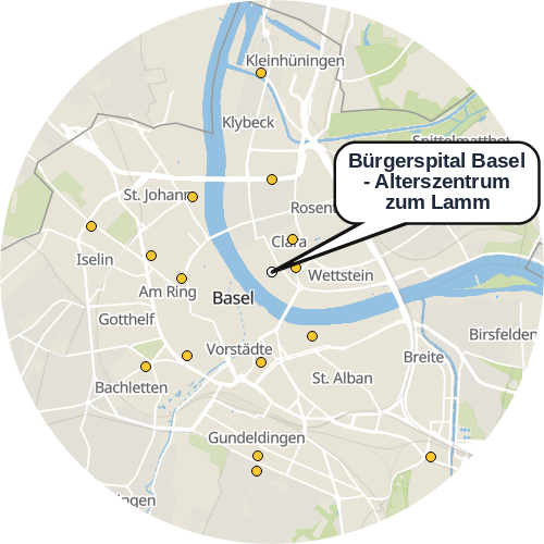Kartenausschnitt für die Firma Bürgerspital Basel - Alterszentrum zum Lamm