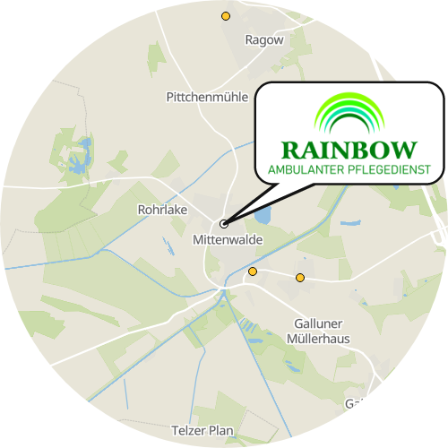 Kartenausschnitt für die Firma Rainbow Pflegedienst GmbH